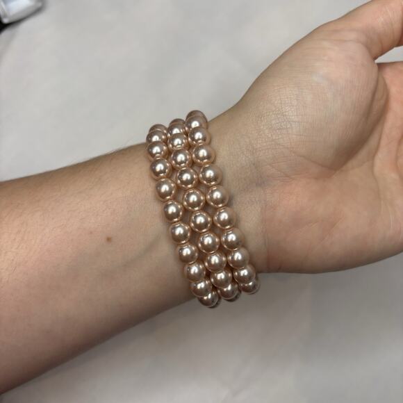 Pink Fresh Water Pearl Bracelet‎ Set of 3 Stretchy - Picture 6 of 7